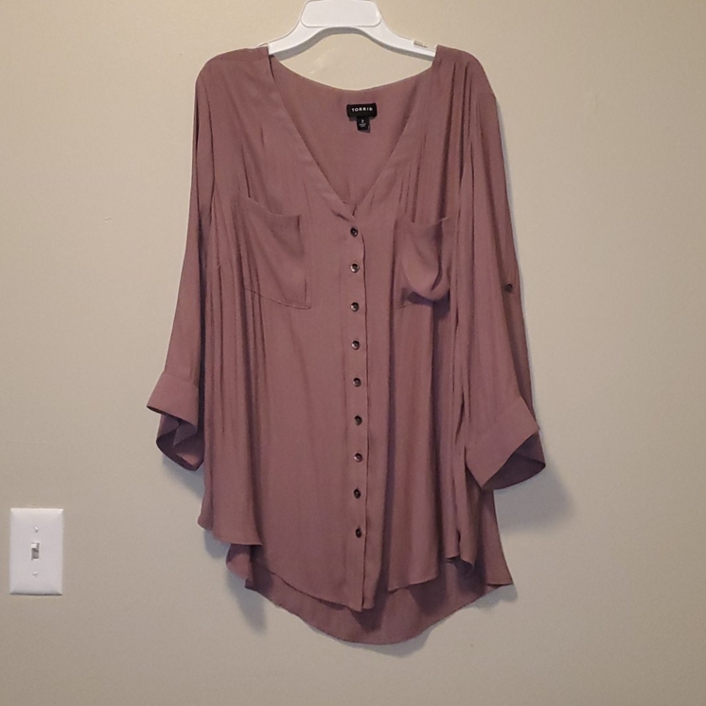 Torrid Pink Button-down Blouse 2x